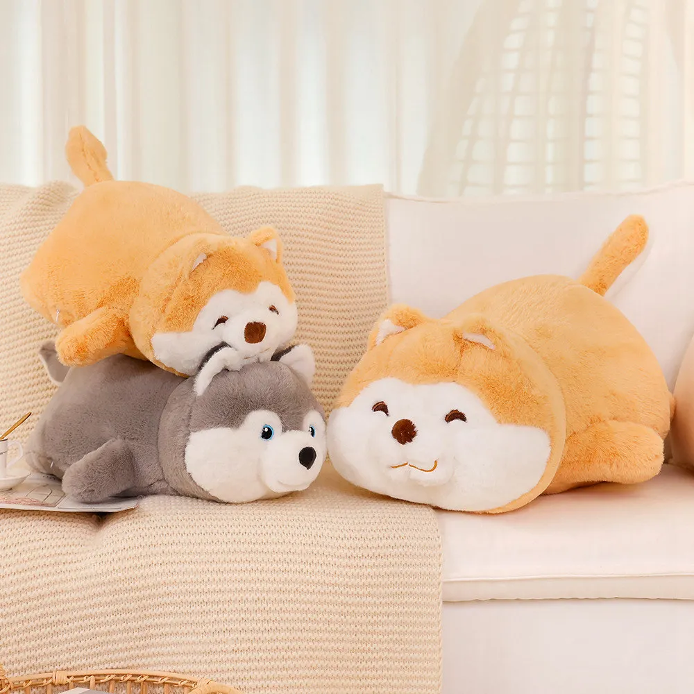 50/70/90cm Cartoon Fluffy Husky Shiba Inu Dog Plush Pillow Toy Cute Stuffed Animals Puppy Plushies Cushion Kawaii Soft Kids Toys