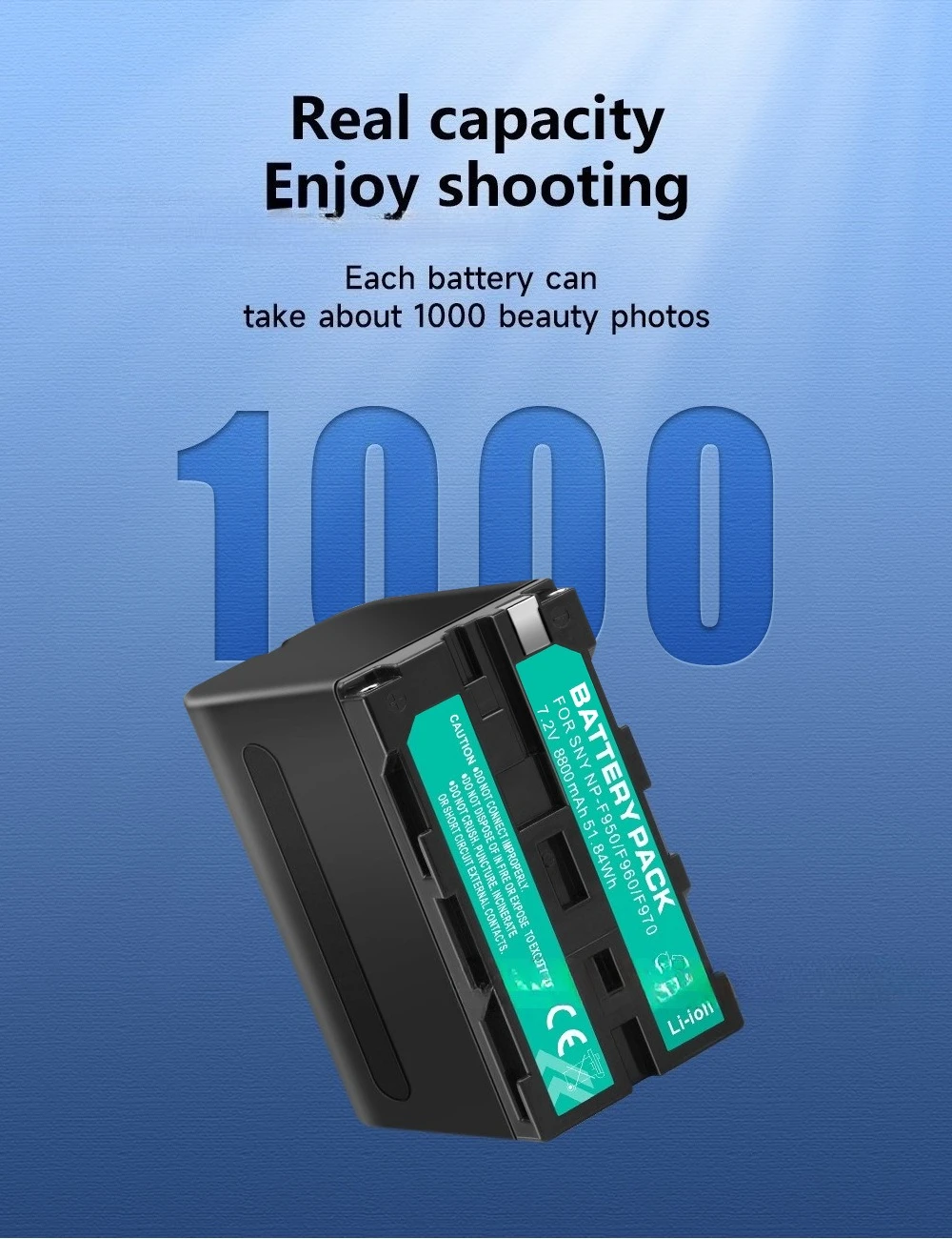 NP-F970 for Sony Camcorder F750 F990 Fill Light 2500c Camera Battery with F970-C