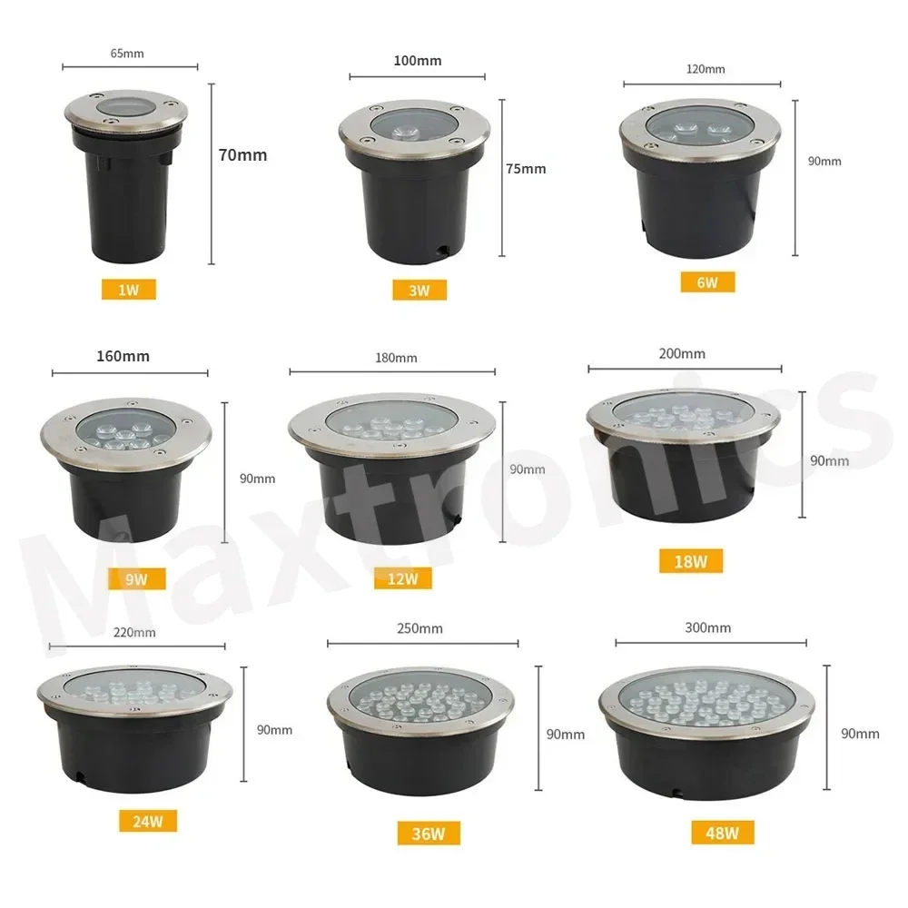 

1/3/6/9/12/18/24/36W Recessed LED Underground Lamps LED Deck Lights Waterproof for Yard Garden Pathway Stairs Landscape Lighting