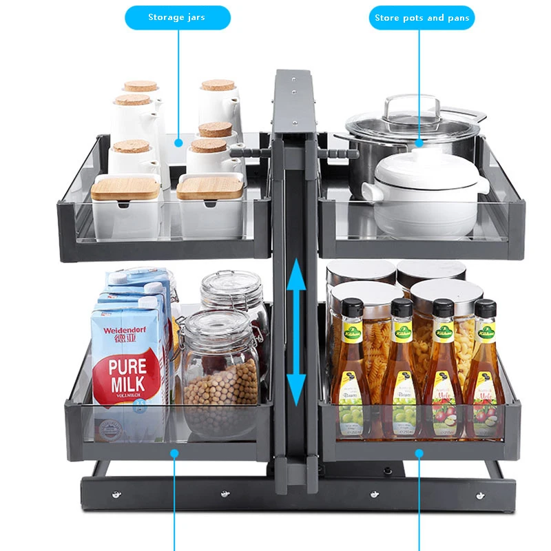 Kitchen Universal Magic Corner For Kitchen Cabinet Blind Corner Swing Tray Pull Out Cabinet Magic Glass Grey Basket