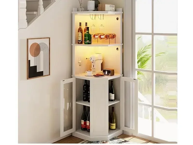 Farmhouse Wine Cabinets with Glass Rack