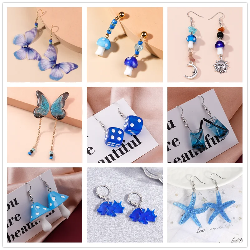 Aihua neue blaue Farbe baumeln Ohrring für Frauen trend ige Sommer Strand Getränke Seestern Schmetterling Brincos süße Party Schmuck Geschenke