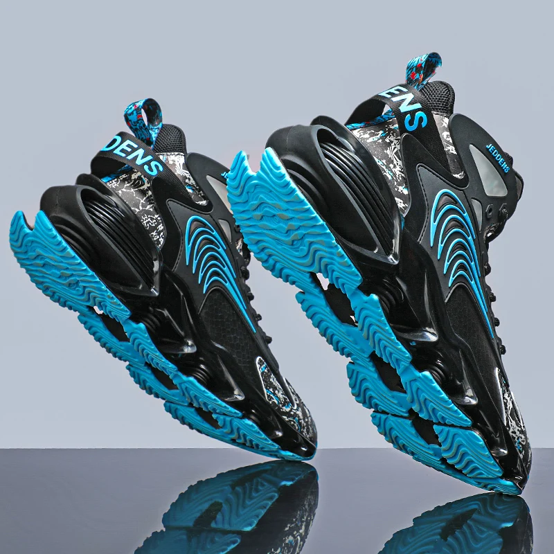 

High-Top Cushioning Sneakers Men Graffiti Running Shoes Summer Breathable Trendy Zapatillas Hombre Non-Slip Jogging Footwear