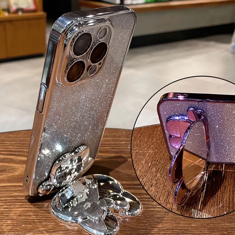 Luxury Glitter Mirror Rabbit Holder Shockproof Case