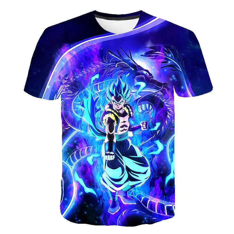 Kit 2pçs Camisetas Dragon Ball Z Goku Little e Vegeta Azul 100% Algodão  30.1 Penteado Desenho Alta Definição e Cores