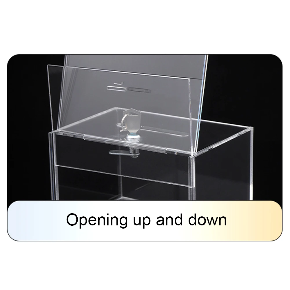 Acrylic Donation Box with Lock and Sign Holder Raffle Ticket Container Clear Ballot Box for Voting Charity Ballot Suggestions