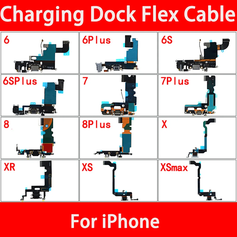 Cavo Flessibile Dock Di Ricarica Per Iphone 6 6P 6Sp 7 8 Plus Caricatore Porta Usb Con Parti Di Ricambio Per Microfono