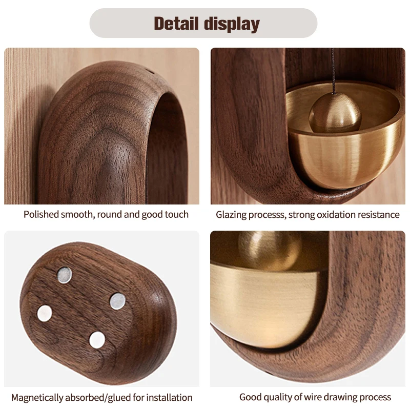 Japanese Porch Door Reminder Bell Wood Doorbell for Door Opening Outdoor Suction Type Wind Chime Entering Home Decorative Gift