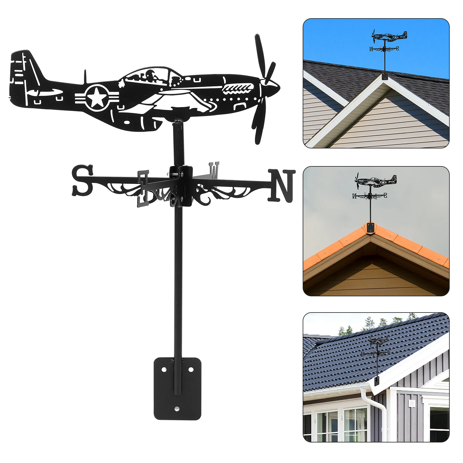 

Farmhouse Weather Vane Roof Mount Wind Direction Indicator Weather Vane Wind Direction Indicator for Garden Outdoor Farm Roof