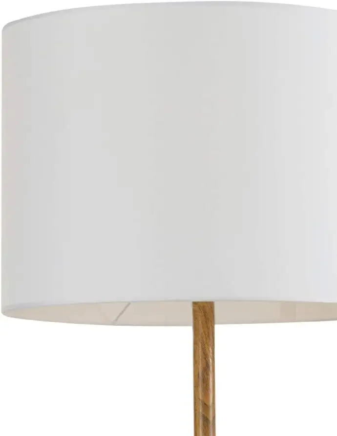 Globe Electric Novogratz X 67225 65" Floor Lamp, 2-Tone Wood Toned Base, White Fabric Shade, Socket Rotary Switch, Living Room 2