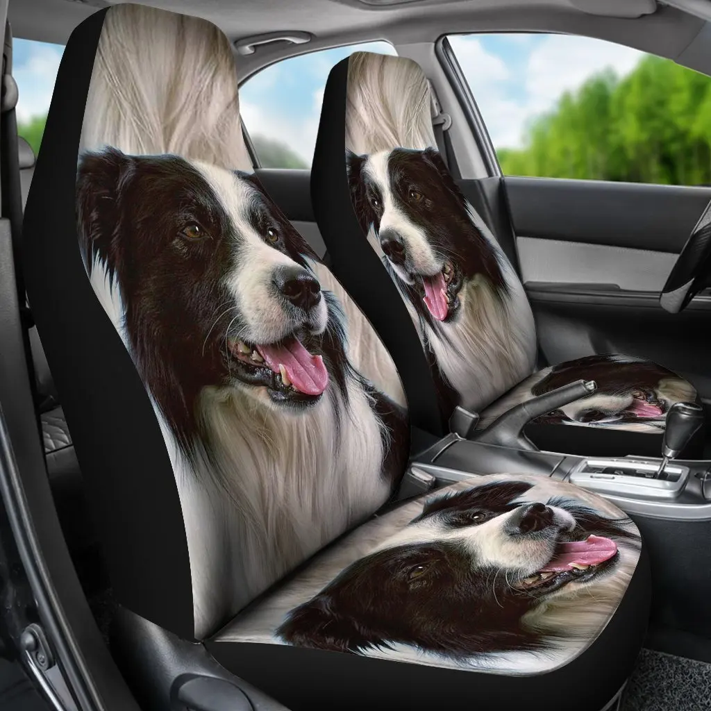 Border Collie Hund Drucken Auto Sitzbezüge 2 Auto innen zubehör gedruckt  muster passt die meisten auto sitzbezüge - AliExpress