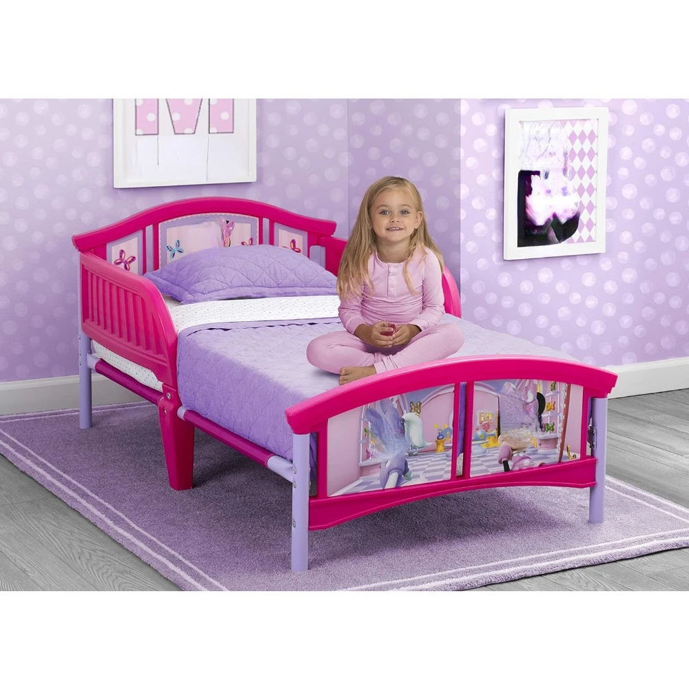 

Bed Frames for Kids, Sturdy Steel Frame and High Quality Plastic Construction Assembled, 2 Attached Guardrails，kid's Beds