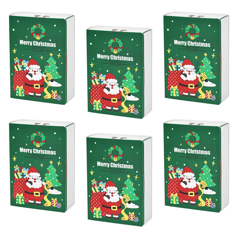 3/5pcs Book Shape Christmas Candy Box Cartoon Santa Claus Cookie Gift Packaging Box 2024 Navidad Noel Party Decoration Supplies