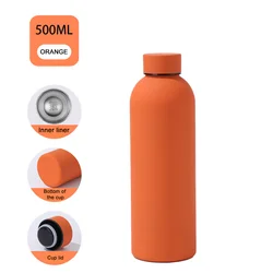 Premium Stainless Steel Thermal Flask - Insulated Water Bottle & Coffee Cup, Leakproof Design for Hot and Cold Beverages (Orange Thermos)