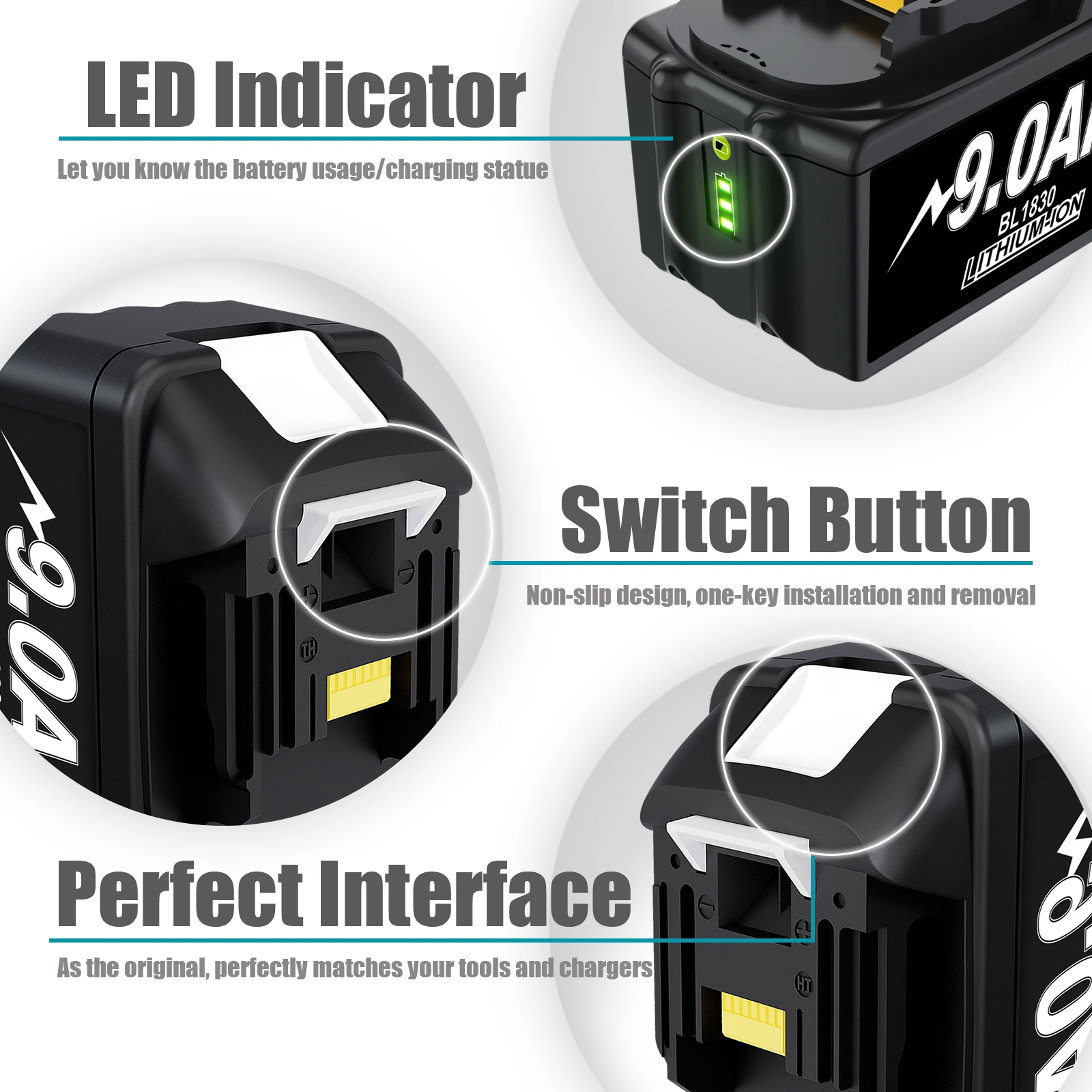 Recente Atualizado Bl1860 Bateria Recarregável 18v 9000mah Íon de Lítio para Makita 18v Bateria Bl1840 Bl1850 Bl1830 Bl1860b Lxt 400 Mais - Image 2
