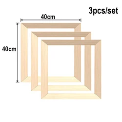 Set of 3 Natural Wood A4 Wall Decor Frames (3pcs 40x40cm)