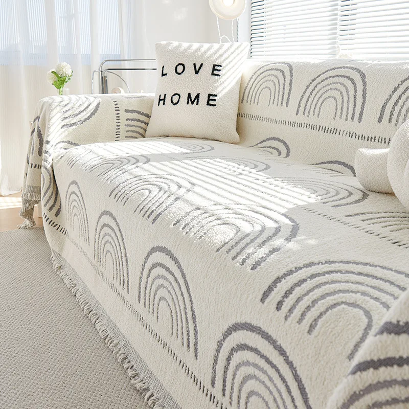 Nordic Tassel Throw Blanket Full Four Season Cotton Sofa Cover Towel Dust Anti-cat Scratch Protection Covers Sofa Blanket Carpet 4
