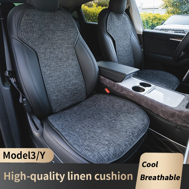 Cuscino per seggiolino auto per tesla model 3 2018-2022 2023/modello Y  cuscino per coprisedile in cotone e lino traspirante confortevole quattro  stagioni - AliExpress