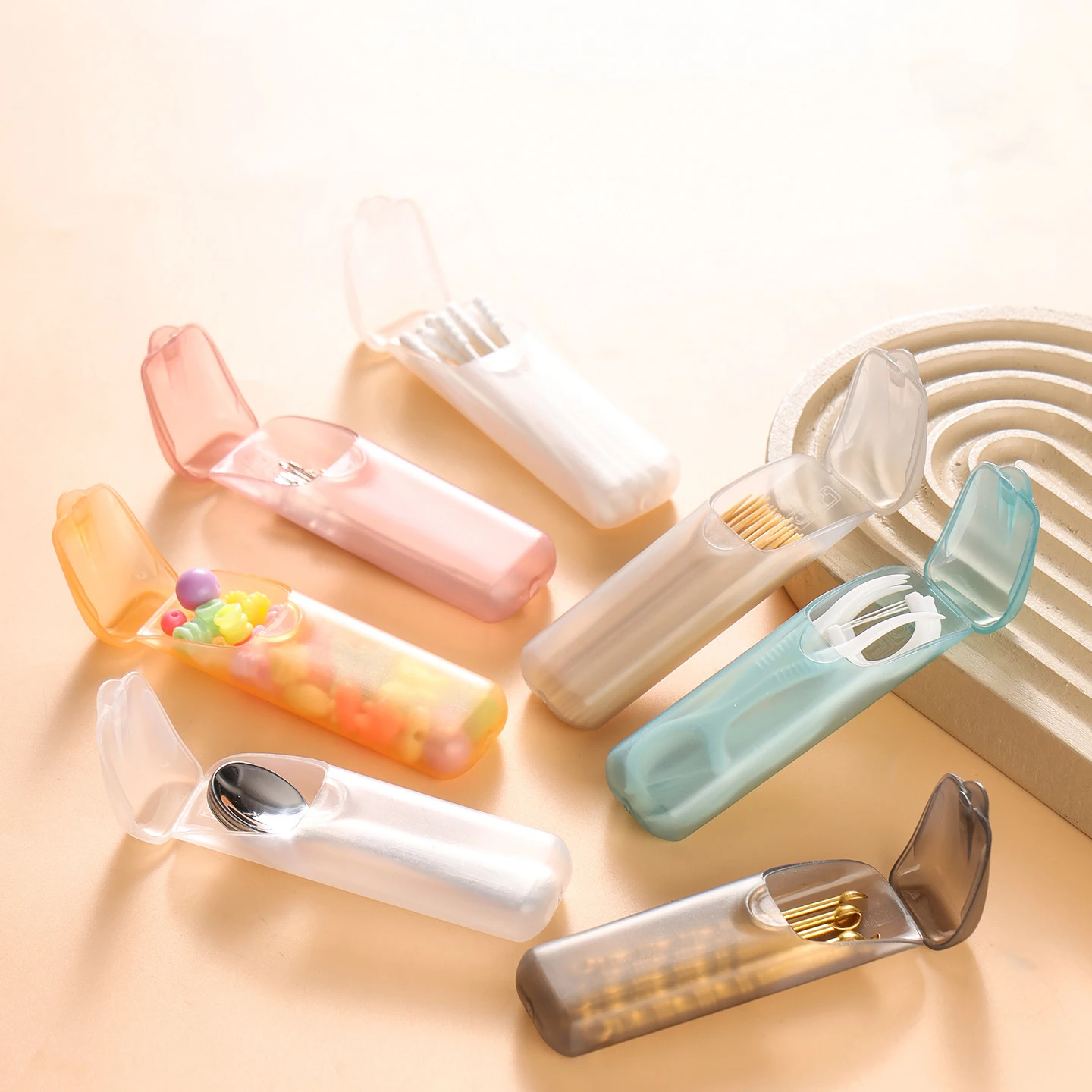 Mini Travel Organizer Box Portable PP Plastic Pill Case for Toothpicks Floss Small Items