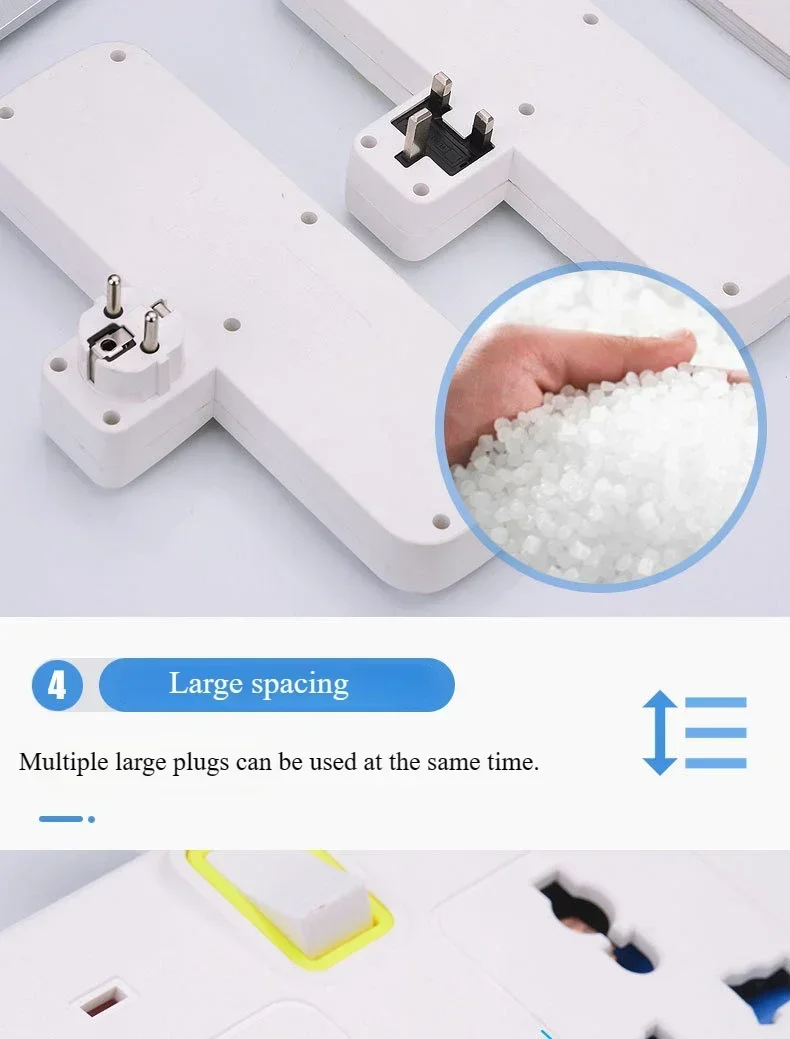 Description Picture 6 of itemUK EU US Plug Multicontact Electrical Socket with 3 USB Ports Wireless Wall Power Strip Universal Outlets Converter Adapter