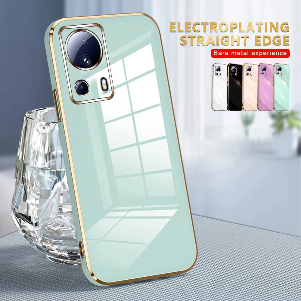 Für Xiaomi 13 Lite Fall Gerade Galvanisieren Silikon Fundas Xiaomi13 Pro Mi13 Licht Mi 13Lite 13Pro 5G Kamera stoßfest Abdeckung_voghion.com