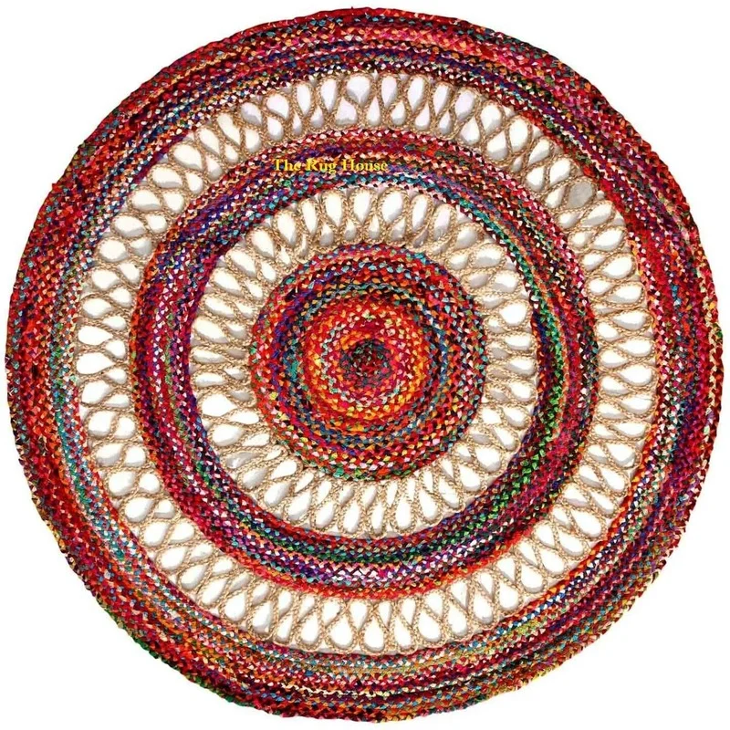 

Rug Natural Jute Cotton Carpet Style Braided Reversible Carpet Rustic Look Rugs Rug for Living Room Bedroom Home