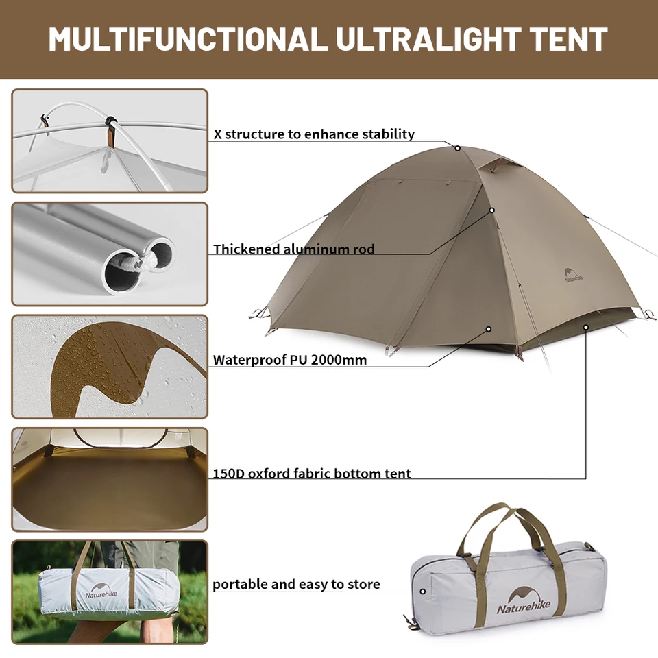 Naturehike Cloud Up 2 Kampeer Tent Camping Tentje Rugzak Ultralichte Voor Buiten Kamperen Wandelen En Backpacken 2706738393