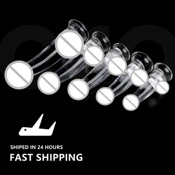 5-10 Inch Smooth Crystal Dildo with Suction Cup Body Safe Orgasm Fake Penis Multiple Size Sexy Dildos Erotic Adult Sex Toys Shop 5