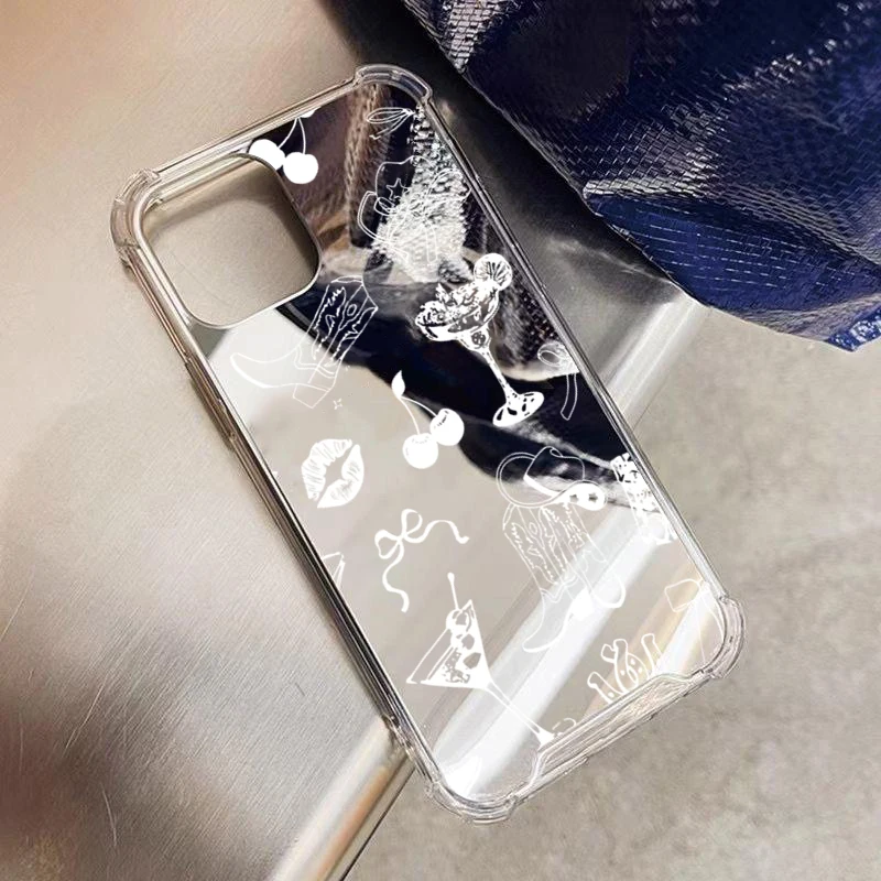 Western Cowboy Hat Cherries Mirror Acrylic Shockproof Phone Case Cover