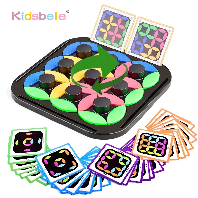 Kids Rotating Leaf-Shaped Puzzle Board Game Logical Thinking Training Brain Teasers 4 Level Challenge Educational Toy Party Game