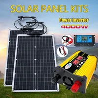 Panneau solaire 4000w avec onduleur 12v-110v/220v, kit d'onduleur de panneau solaire, système solaire de camping domestique et extérieur 1