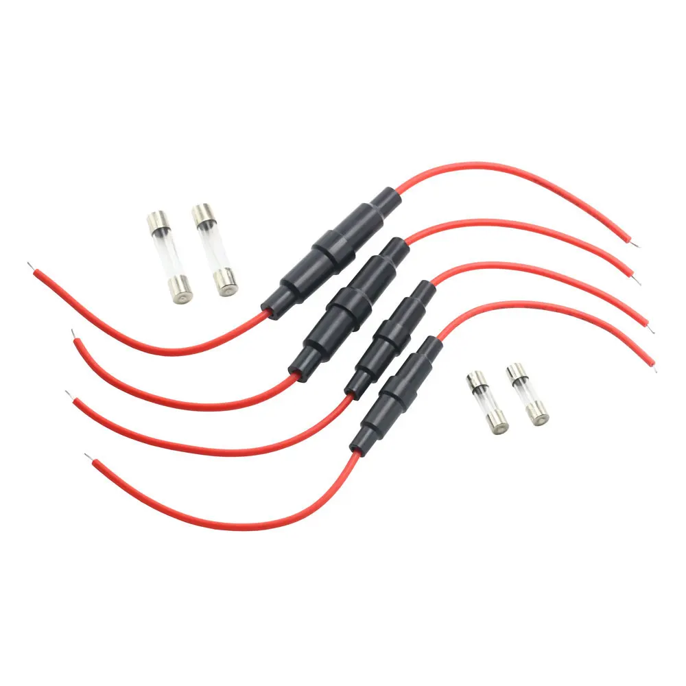 

5*20mm 6*30mm Glass Fuse Holder Screw Type 5X20mm with 14 16 18 20 22AWG Wire Cable 250V 5X20MM Glass Fuse Tube Fuse Casing
