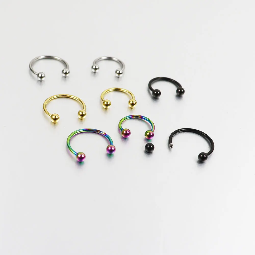 2pcs 0.8mm 1.2mm 20G 16G Ball Circulars Horseshoes Ear Ball Horseshoe Nose Ring Piercing hoop earrings piercing jewelry nose rings body piercing jewelry body jewelry metal jewelry