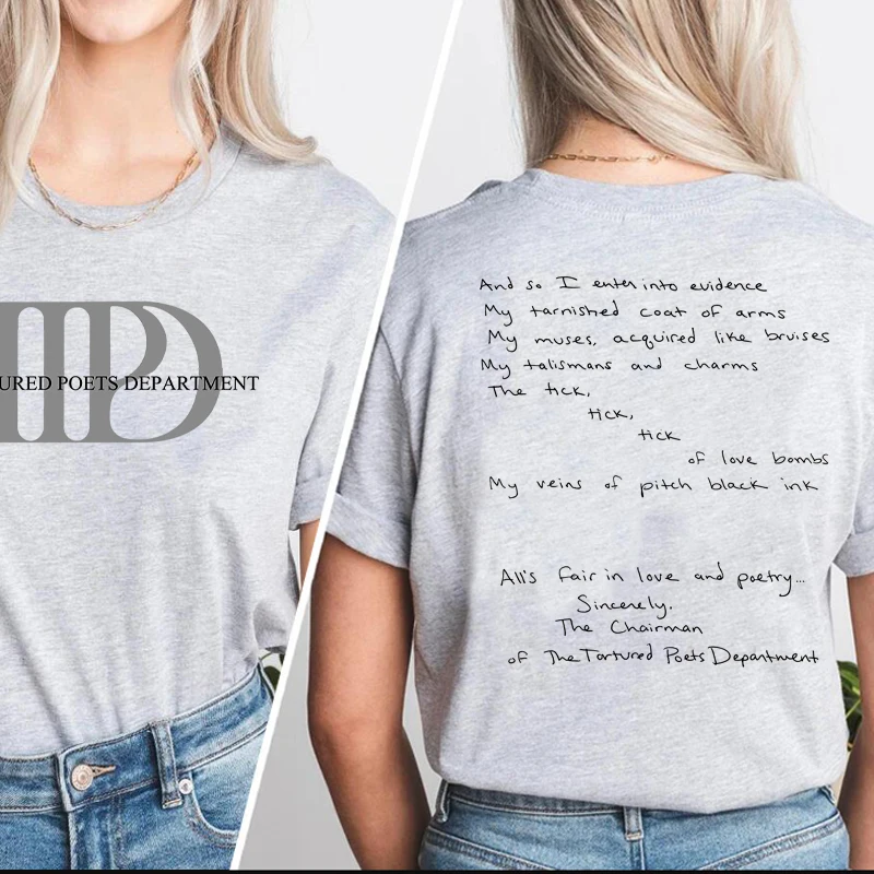 The Tortured Poets Department T-shirts for Women TTPD Printed Tshirt Cotton Short Sleeve Tees Music Concert T Shirt Streetwear 2