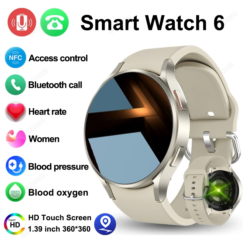 New Fashion Smart Watch 6 Nfc Custom Dial Voice Bluetooth Call Watch Smart Women Cardiofrequenzimetro Smartwatch Per Huawei Xiaomi