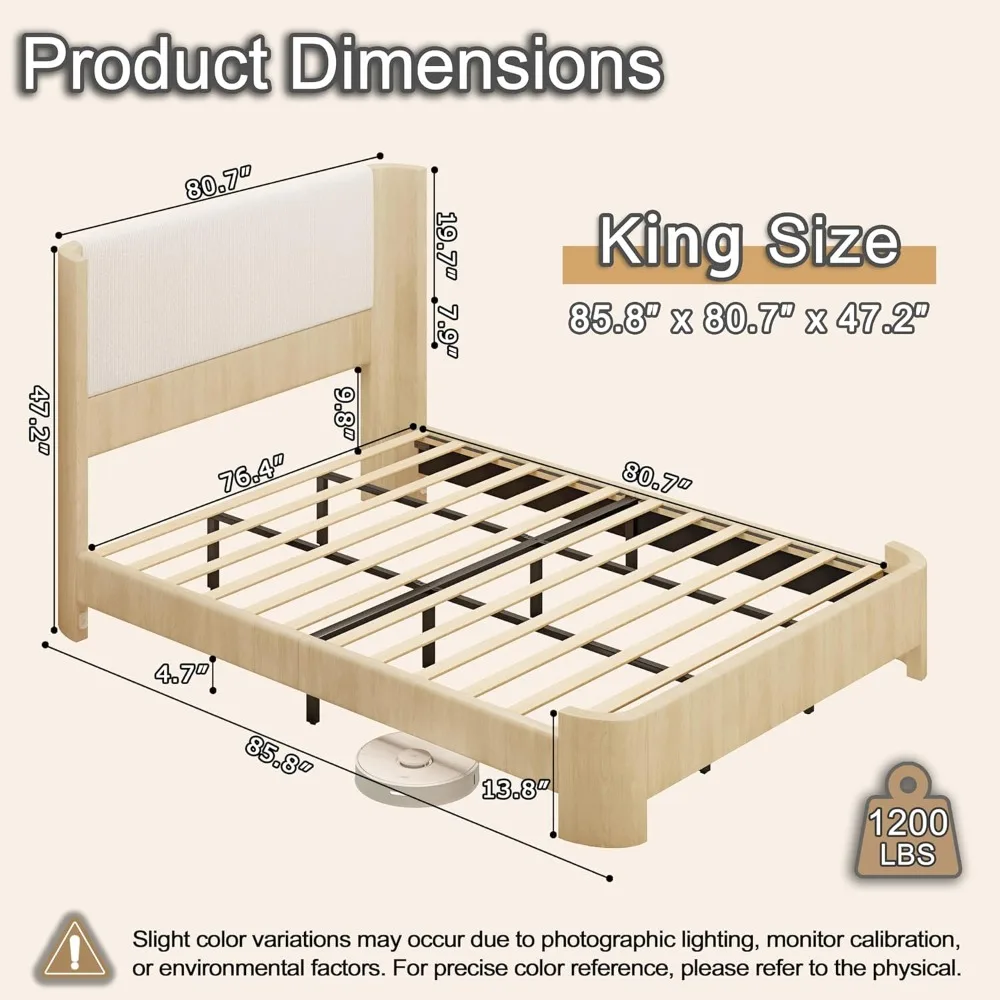 King Wingback LED Bed 2