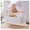 Storage Holder for Makeup Nursery Desk, Home, Bathroom, Kitchen, Caddy, Handle Organizer, Steel and Wood 4