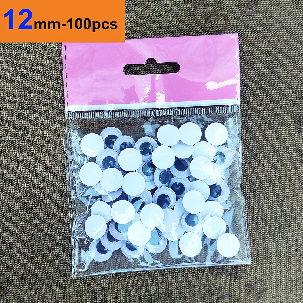 100pcs/Box DIY Safety Wiggly Googly Eyes Stickers Self Adhesive For Crafts Toys Black White Big Movable Doll Amigurumi