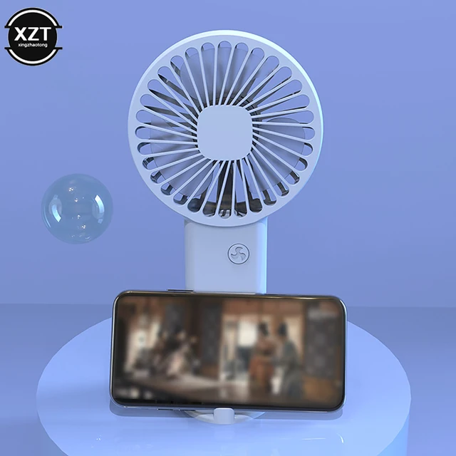 Hordozható Kézi Ventilátor Kis Hűtőventilátor Usb Újratölthető Szempilla Alacsony Zajú Mini Rajongók Szabadtéri Ventilátorok Telefontartóval - Image 4