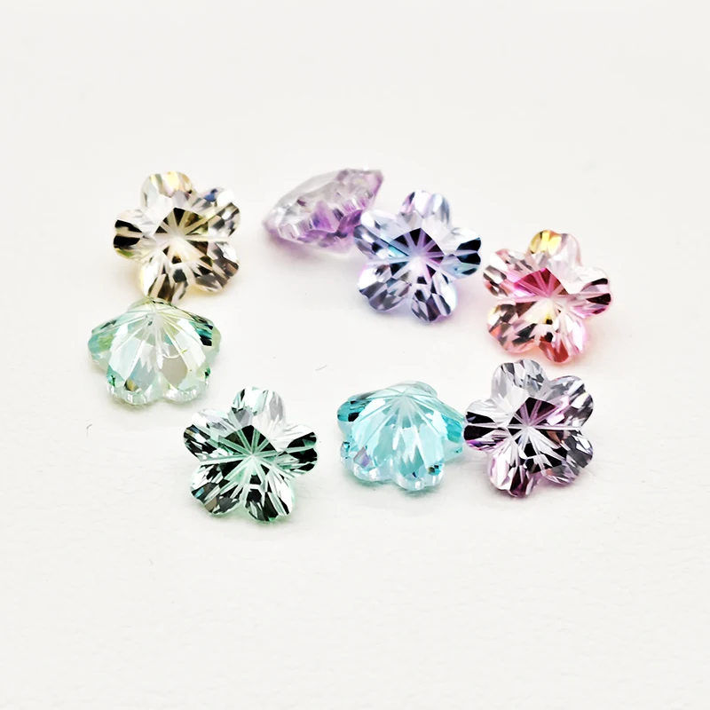 Vibrant Pentagon Sakura Cut Cubic Zirconia Gemstones