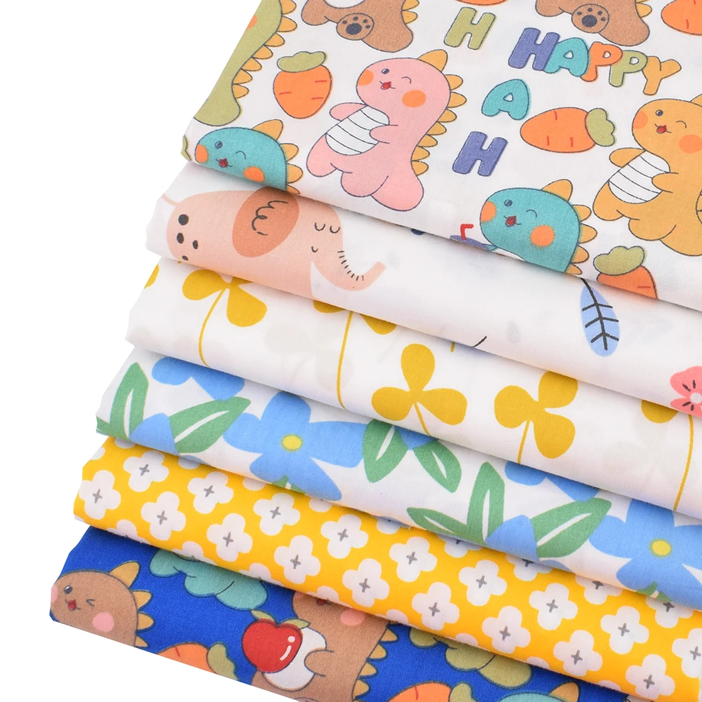 Chainho,Printed Twill Weave Cotton Fabric,DIY Sewing Quilting Material,Patchwork Cloth,6 Designs Series,2 Sizes,15C279