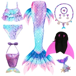 Kids Girls Mermaid Tail Swimming Costume Cosplay Children Princess Dress Swimsuit Fantasy Beach Bikini Can Add Monofin Fin
