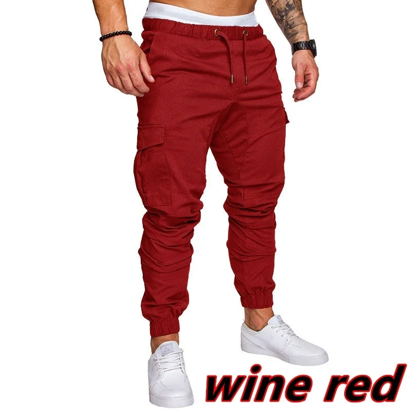 casual cargo pants Men safari cargo pants Joggers Sweatpants Casual Male Sportswear Solid Multi-pocket Cargo Trousers Hip Hop Harem Pants Slim Fit black casual trousers Casual Pants