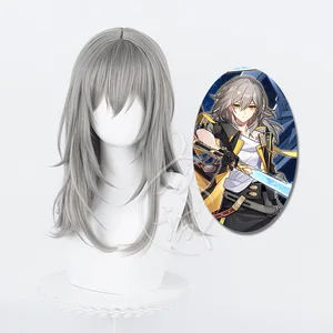 Honkai: Star Rail Trailblazer Stelle/Caelus Female Lead Cos Wig Simulation Scalp Top Anime Wig