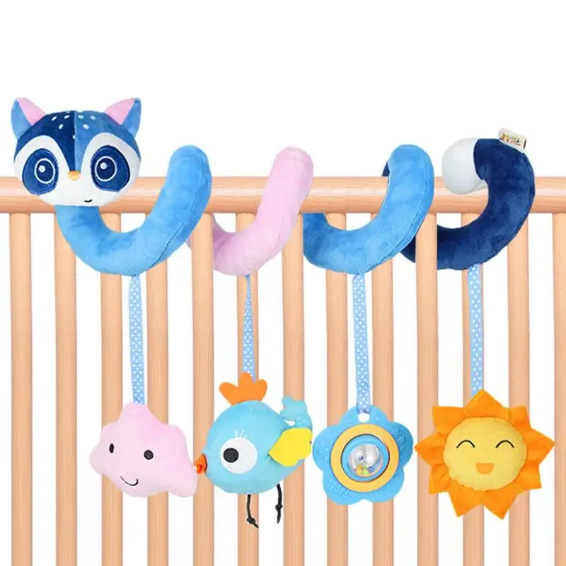 

Spiral Plush Toys Stroller Hanging Rattle Car Seat Toys With BB Squeaker Babies Animal Plush Spiral Activity Crib Toys Newborn