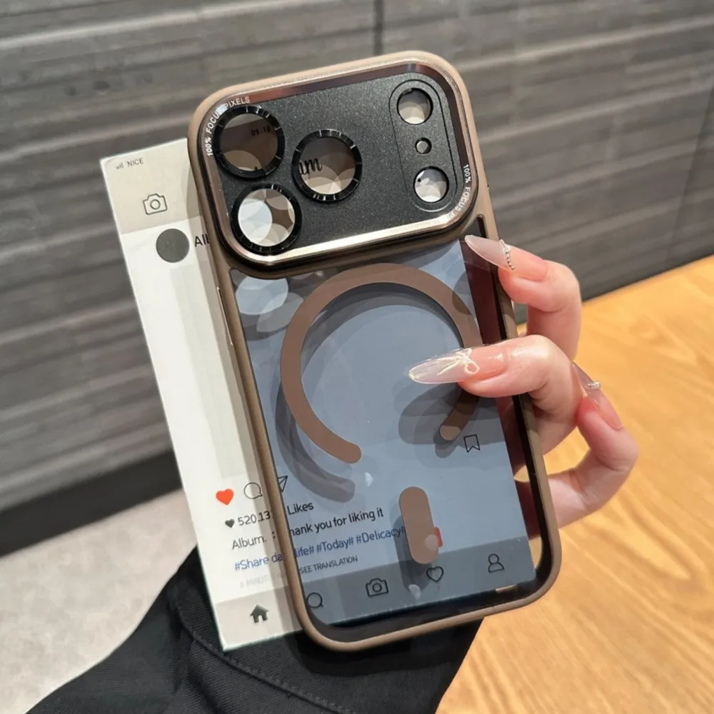 Enhanced Shockproof Color Case with Magsafe Compatibility - Rugged Clear Metal Armor Cover