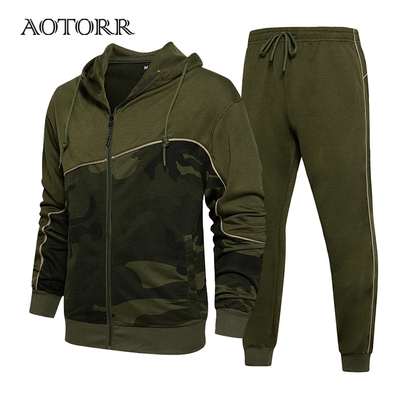 

Men's Tracksuit Military Jacket + Pants 2 Pieces Suits Man Camouflage Men's Sets Spring Autumn Tactical Sweatsuit Male EU Size