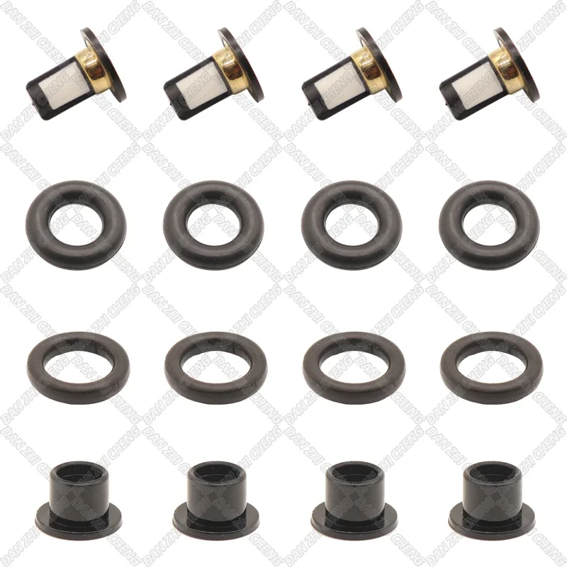 4 SET For 16600-95F0A Nissan Almera Classic 1.6 16V N17 FBY10F0 Fuel Injector Service Repair Kit Filters Orings Seals Grommets
