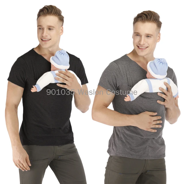 T-shirt de sécurité à poches kangourou pour bébé, vêtements de grossesse Electrolux, haut d'été à manches courtes pour mère et père, grande chemise d'alimentation