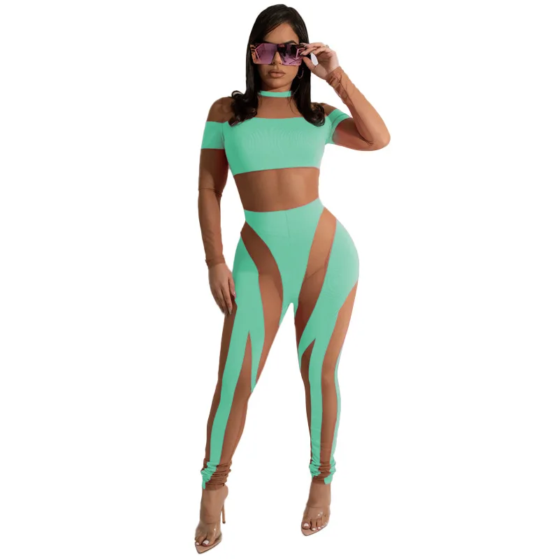 Neon Color Rompers Women Sexy Sheer 